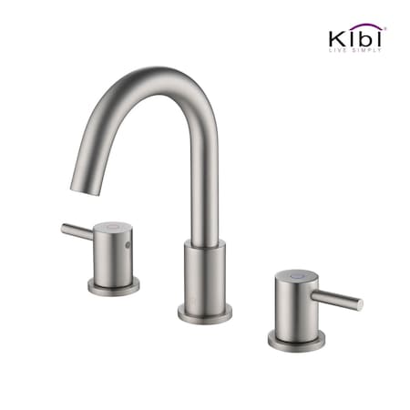 Kibi Circular Bathroom Sink 8" Widespread Faucet with Drain Assembly KBF1016BN